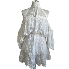 Alice McCall Women Better Be Good To Me Romper Sz 4 Seashell White Lace Cowgirl