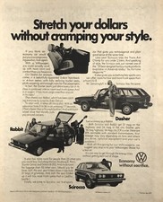 1977 VW Volkswagen Scirocco, Rabbit & Dasher B&W Newspaper Print Car Ad 11”x14”
