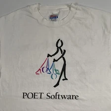 VTG 90s POET Software Computer Tech Promo T-Shirt Mens Large Internet Art