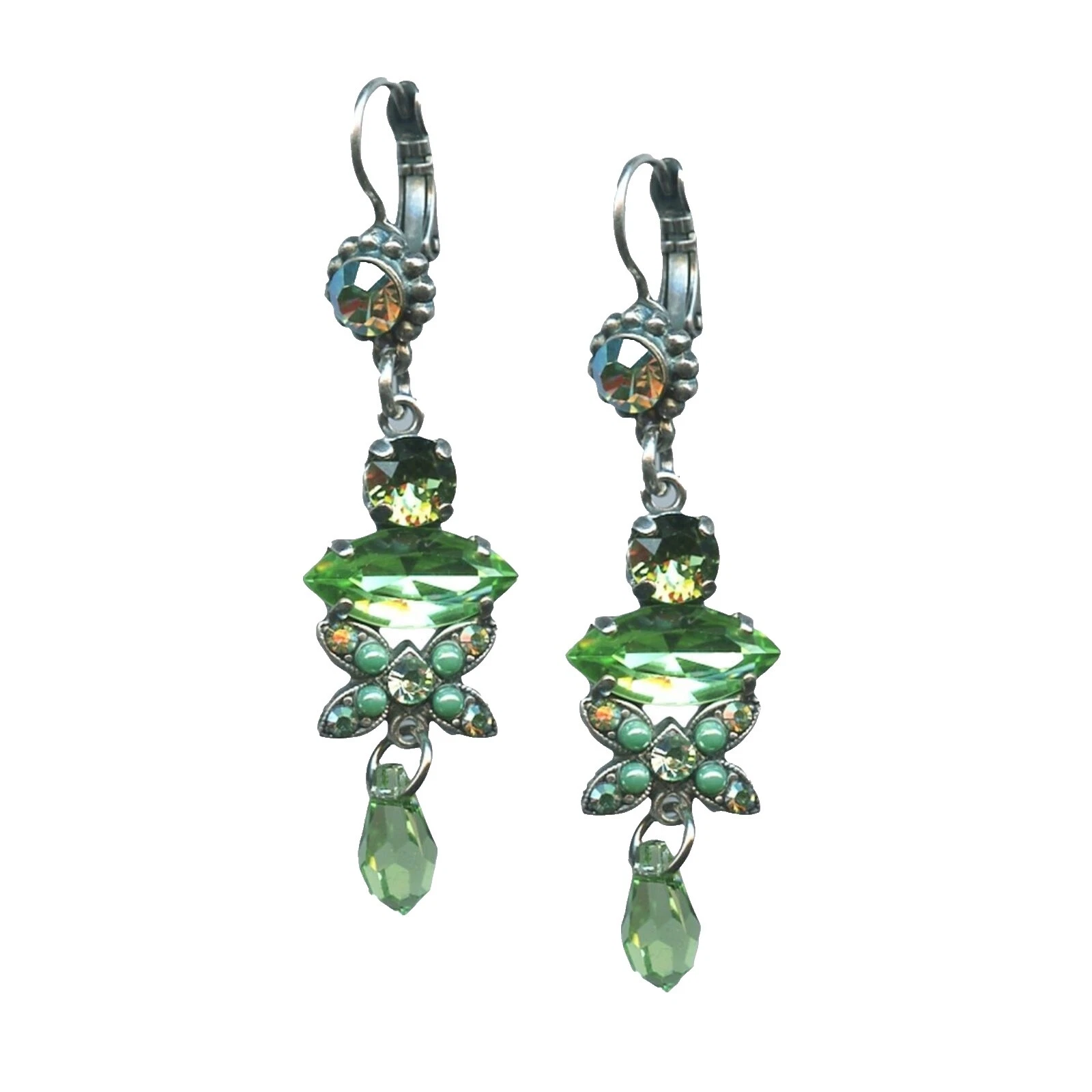 Peridot Crystal Silver Plated Fashion Earrings