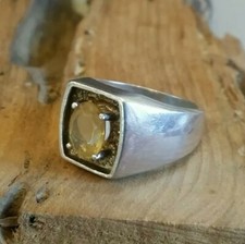 ANELLO ARGENTO 925 uomo solitario topazio fumo