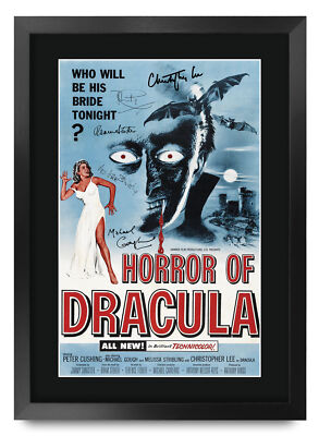 Dracula Film Filmplakat Cast signiert gedruckt Autogramm A3 gerahmt Memorabilia