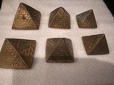 Brass Set of 6  Egyptian Pyramids Etched Stackable - Vintage