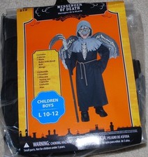 Messenger of Death Halloween Costume Boys Large 10-12 Gloves Mask Robe Wings