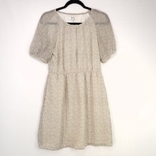 Madewell 100 Silk Dress Size 6 Pockets Baby Doll Elastic Waist Sheer Sleeve
