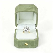 Velvet Jewelry Ring Box, Octagon Engagement Ring Box Ring Display Holder Green