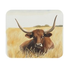 Longhorn Cow on Prairie Mouse Pad Rectangle 