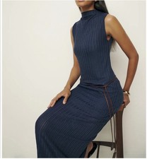 Reformation Arabella Knit Dress in Navy Size S