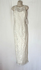 Vtg Scott McClintock Lace Dress 8 Formal Wedding Cream New Long Bodycon