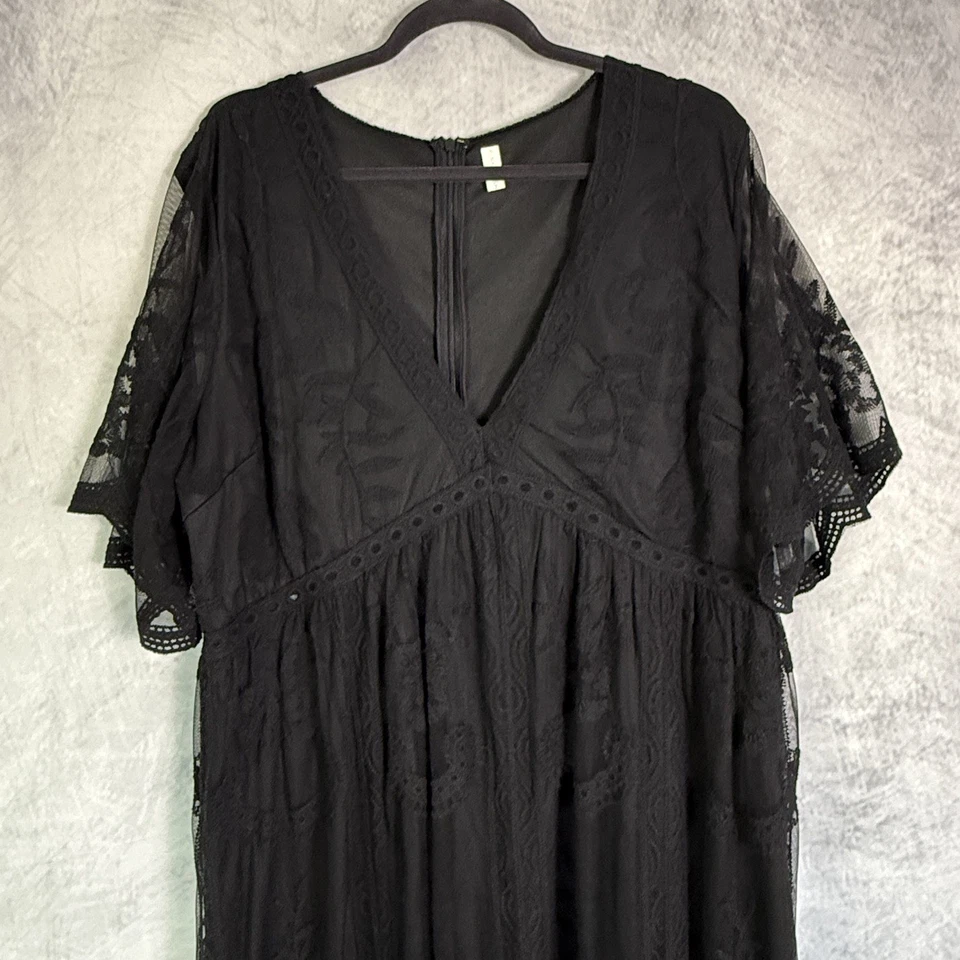 Pinkblush Lace Overlay Maxi Dress Sz 2XL Maternity Sheer Black Witchy Whimsigoth - Image 3 of 4
