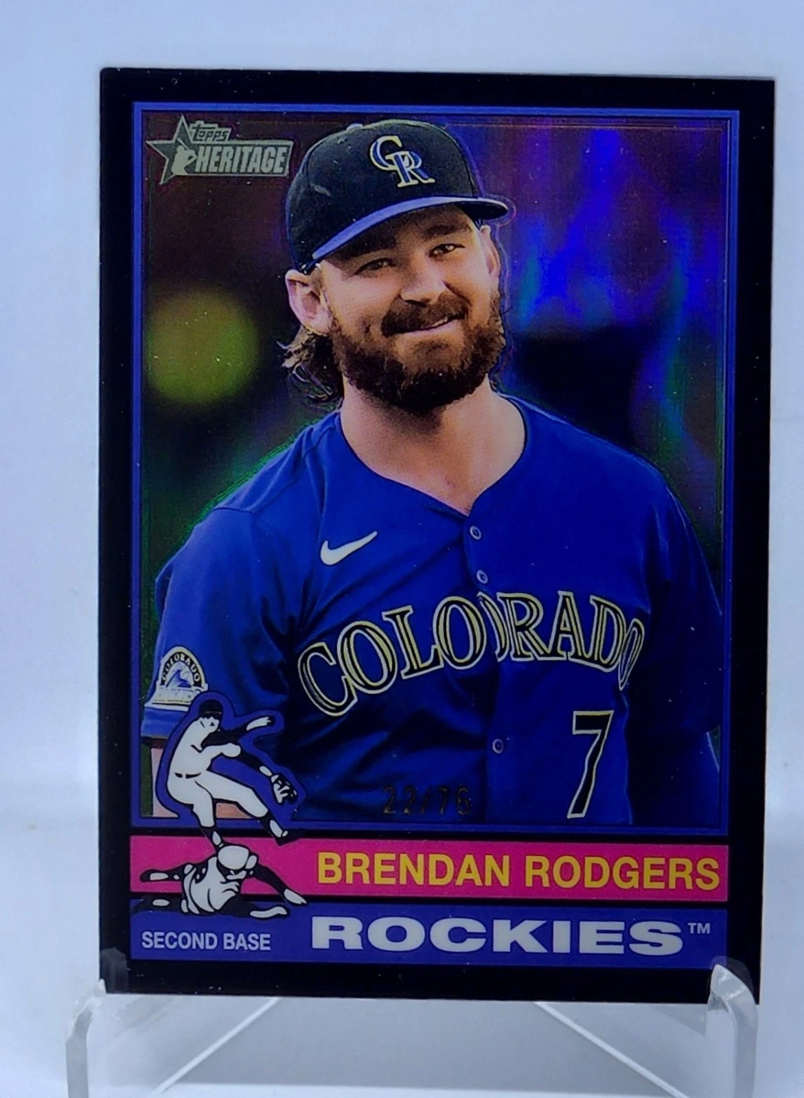 2025 Topps Heritage Chrome Black Bordered Refractor Brendan Rodgers /76 Rockies