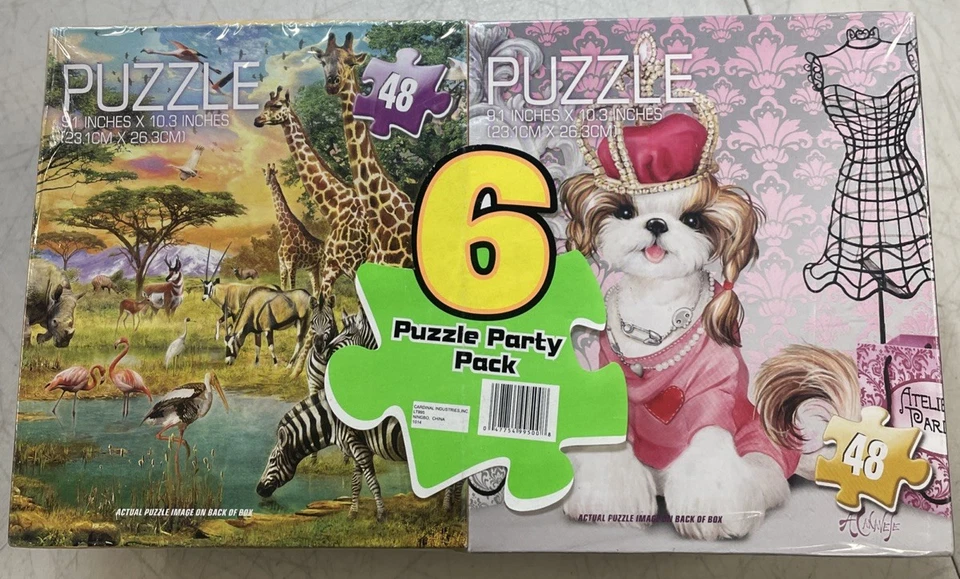 Cardinal 6 Puzzle Party Pack 48 Pcs Ech Wildlife, Horses, Dogs, Cats & More New - Image 2 of 4