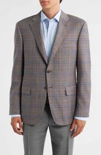 NEW Canali Siena Light Brown Plaid Wool Sport Coat Sz 50S NWT $1950