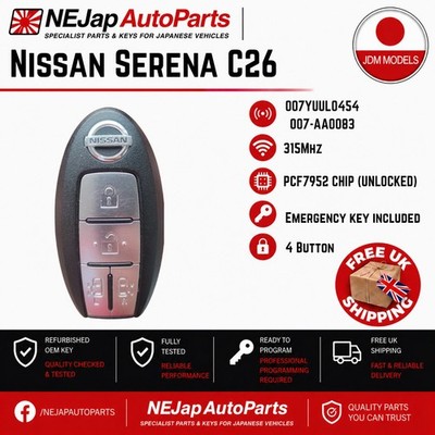 ENTSPERRT Nissan Import JDM Schlüssel Fernbedienung Schlüsselanhänger Serena C26 4 Tasten Klasse A