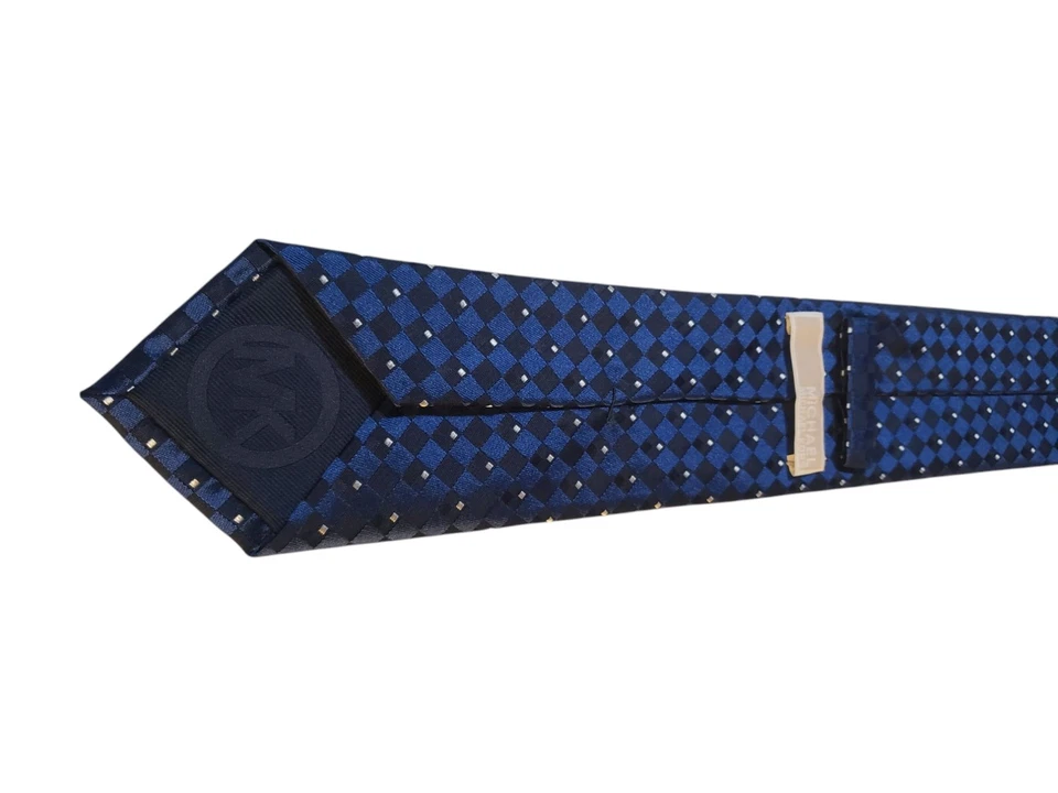 Corbata Michael Kors Para Hombre Diseñador Lujo Azul Plata Geométrica Businesscore Foto 4 de 4