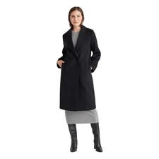 New Quince Large Black Italian Classic Single Breasted Wool Coat $ 5450
