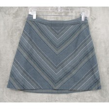 Free People Skirt 6 Linen Blend Chevron Bohemian Beach Resort Blue Festival Mini