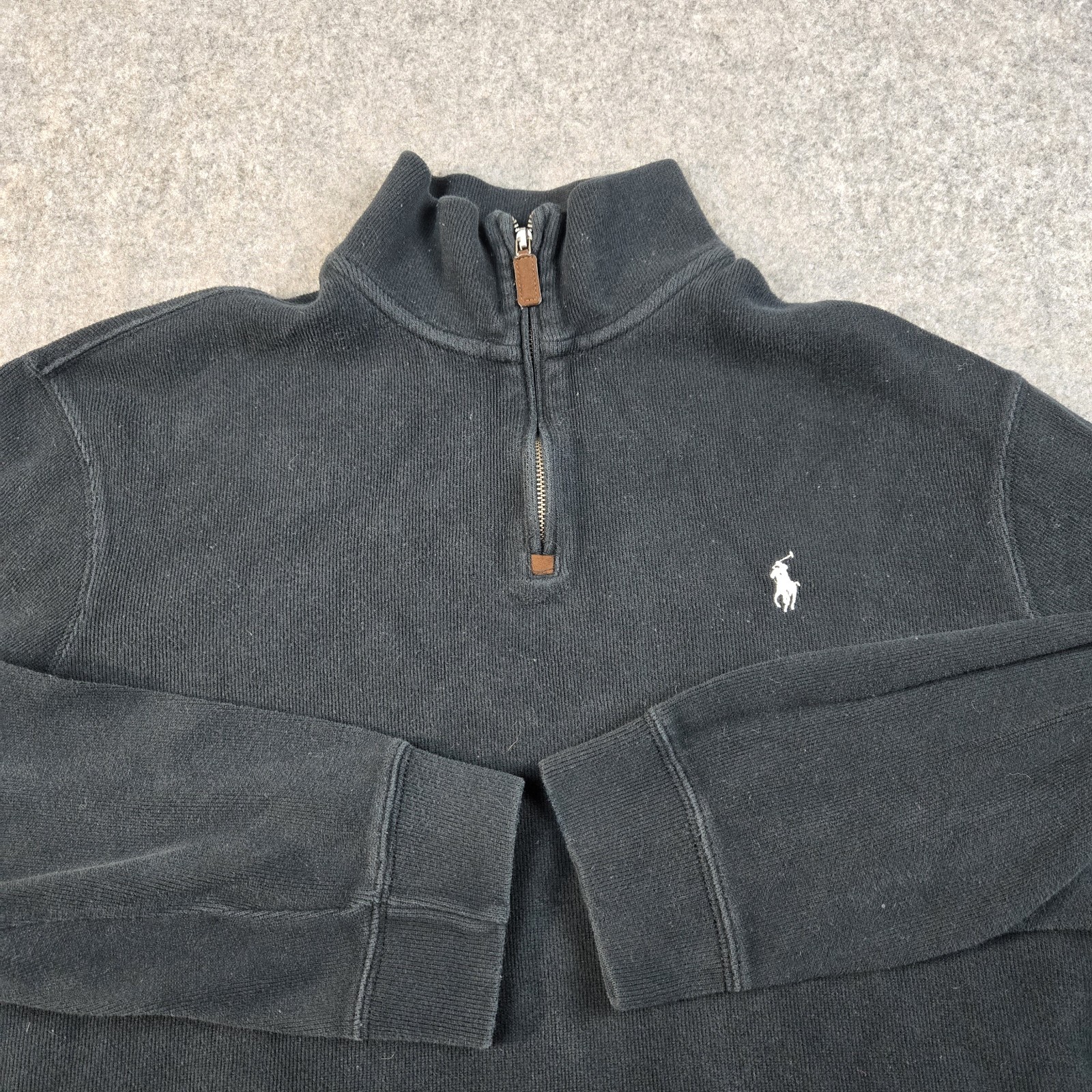 Polo Ralph Lauren maglione uomo XL nero 1 4 zip pony manica lunga felpa Y2k