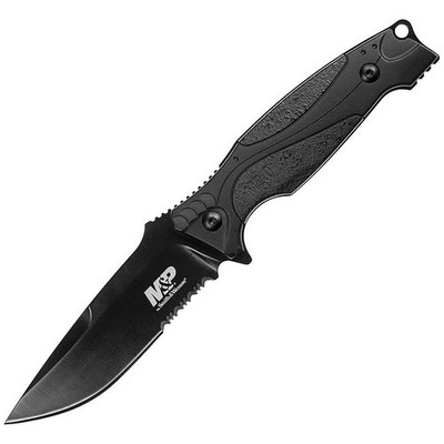 Smith & Wesson Fixed Blade, Black Finish, Drop Point Klinge, 23 cm, SW1085880