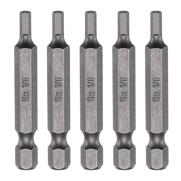 "5Pcs H1/8 Magnetic Hex Screwdriver Bit FüR 1/4\" Hex Shank 50Mm/2\" LäNge S2 Stahl"-image