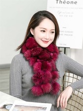 Women's Real Fox Fur Scarf Thicken Winter Warm Neck Wrap Collar Size 95x15cm