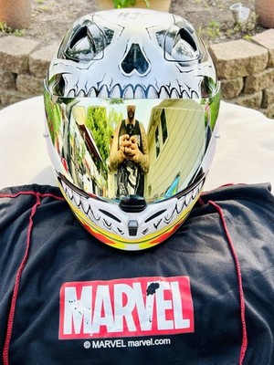 HJC FG-17 Marvel Ghost Rider Full Face Helmet/Gold Mirrored Visor/Size Medium