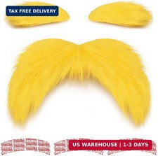 Yellow Mustache And Eyebrows, Funny Halloween Cosplay Costume Accessories