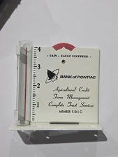 Bank of Pontiac Bank Metal / Glass Rain Gauge In Box w/instruction sheet
