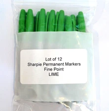 Lot of 12 Sharpie 30044 LIME Permanent Markers Fine Point Bullet Tip NEW