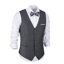 Men Suit Vest Slim Fit Vests Dress Tuxedo Vest for Wedding Formal XX-Large Grey