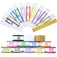 600 Pack Assorted Currency Straps Self Sealing Money Bands Bill Wrappers