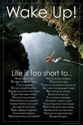Laminated Wake Up! Life Is Too Short To... Motivational Poster Dry Erase 16x24