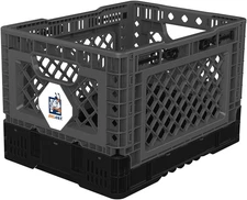 Bigant Heavy Duty Collapsible & Stackable Plastic Milk Crate - Snap Lock Foldabl