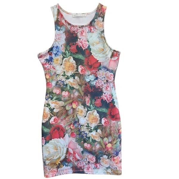Here Comes The Sun Dress 10 Sleeveless Bodycon Floral Mini