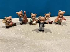 Homco Music Band Bears #1422 Set of 6 Porcelain Figurines Flute Drums Tuba Cello