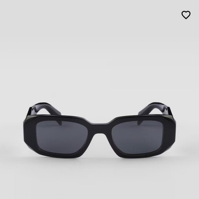 PRADA SPR17WS Women s Rectangle Sunglasses Black Frame/Lens Tinted 49-20-145