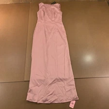 Pretty Little Thing Womens Size 4 Pink Satin Sleeveless Maxi Dress NWT *Flaw