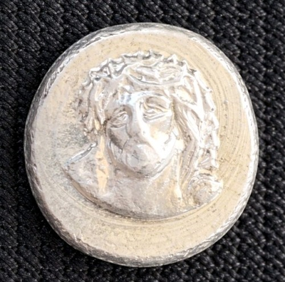 #ad .999 Fine Silver Art Piece – High Relief Coin Style – Unique Handmade Jesus $68.00