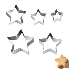 5 Pcs Star Cookie Cutters,Stainless Steel Pastry Cutters for Baking