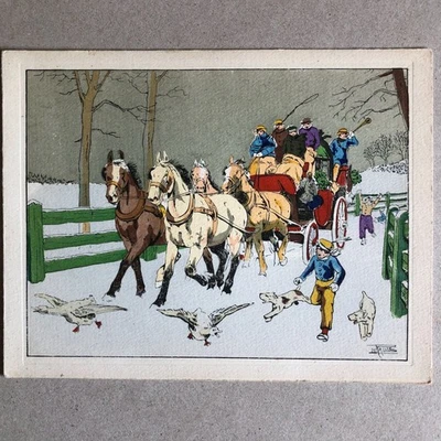 D'après Étienne Le Rallic — carte de noël — lithographie signée en bas à droite. - Photo 1/4