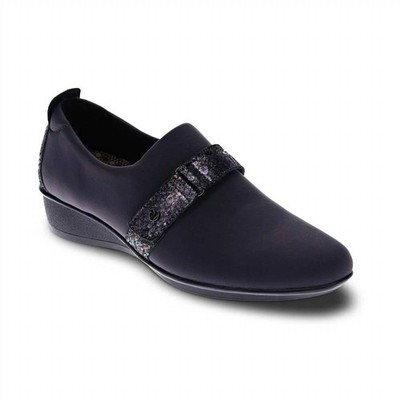 Revere Women's Genoa Stretch Loafer Graphite/black Metallic Python