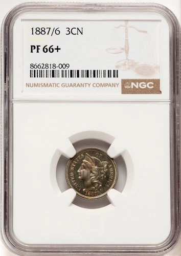 1887/6 3CN Proof Three Cent Nickel NGC PR66+