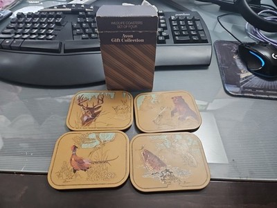 Vintage Avon Wildlife Coaster Set of 4. In Original Box Collectable Animals