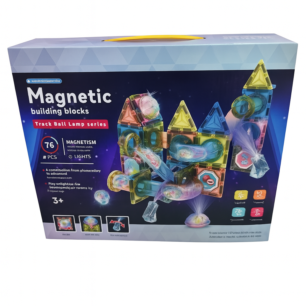 76pcs Light-Up Magnetic Tiles for Kids – STEM Building Blocks Toy