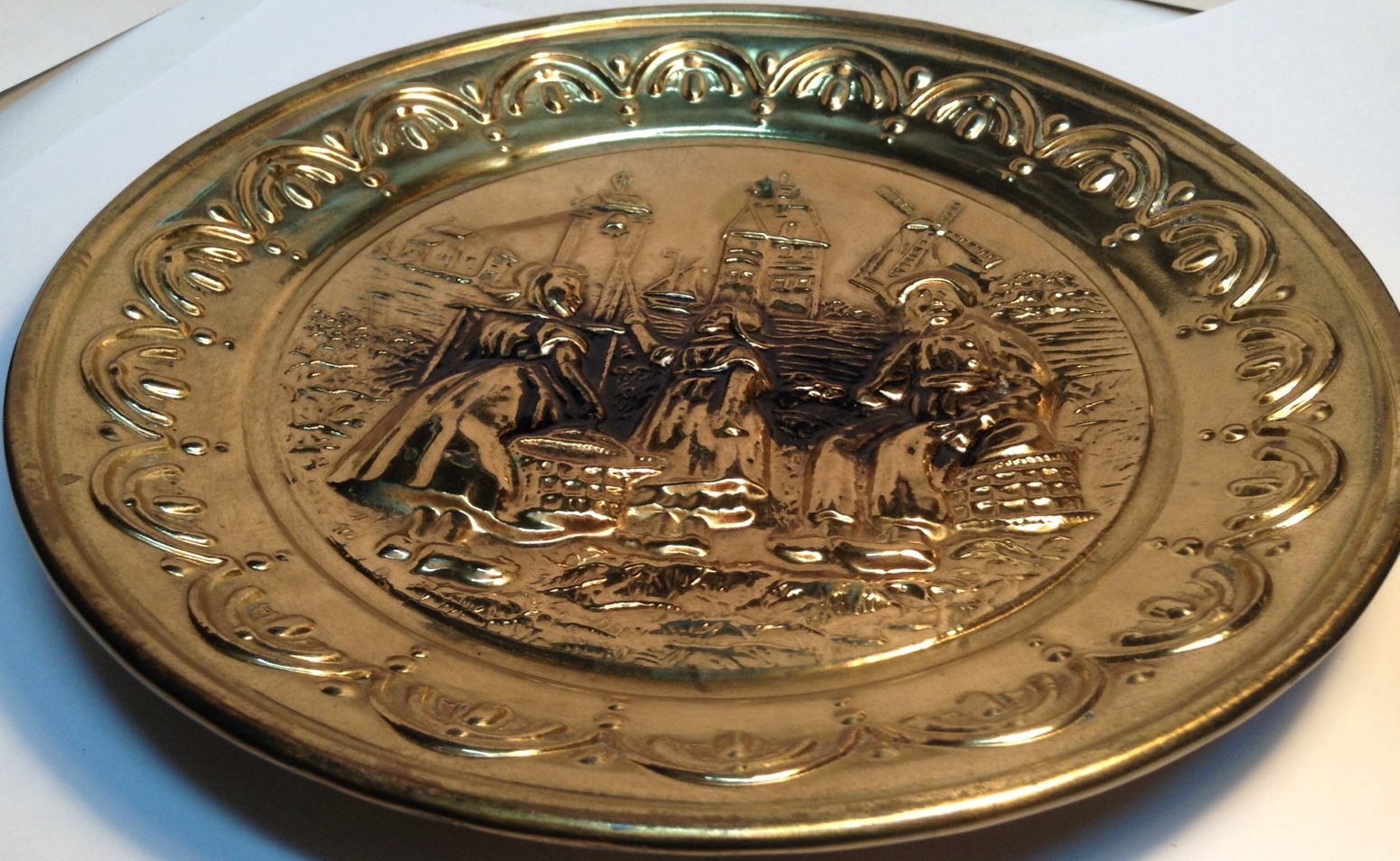 Assiette Décorative En Cuivre Véritable - Diamètre 28,3 Cm - Poids 390g - Fabriquée En France