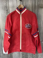 Vintage Authentic 70s STP Richard Petty Patches Red Windbreaker Jacket Small