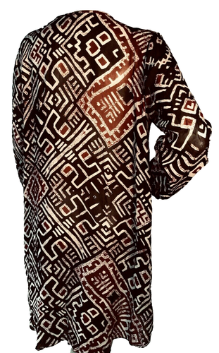 Anthropologie LOVE SAM Size L Sheer batik coverup tunic Dress - Picture 2 of 6