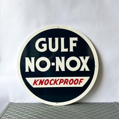 Vintage Gulf NO-NOX Knockproof Gasoline Sign - 19.7