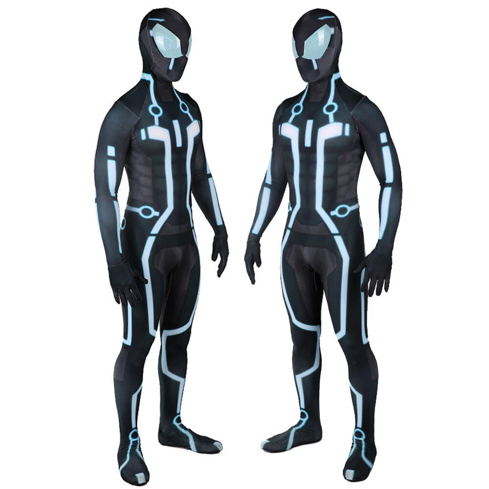 Disfraz Cosplay Tron Legacy Mono Azul Body Adulto Niños Halloween Foto 3 de 4