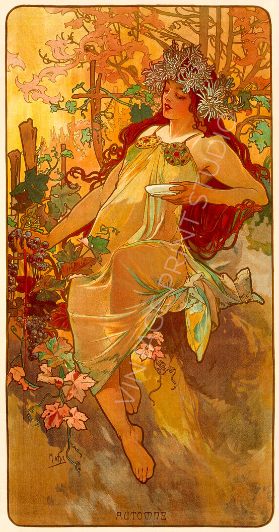 Autumn Automne 1896 Alphonse Mucha Art Nouveau Poster Giclee